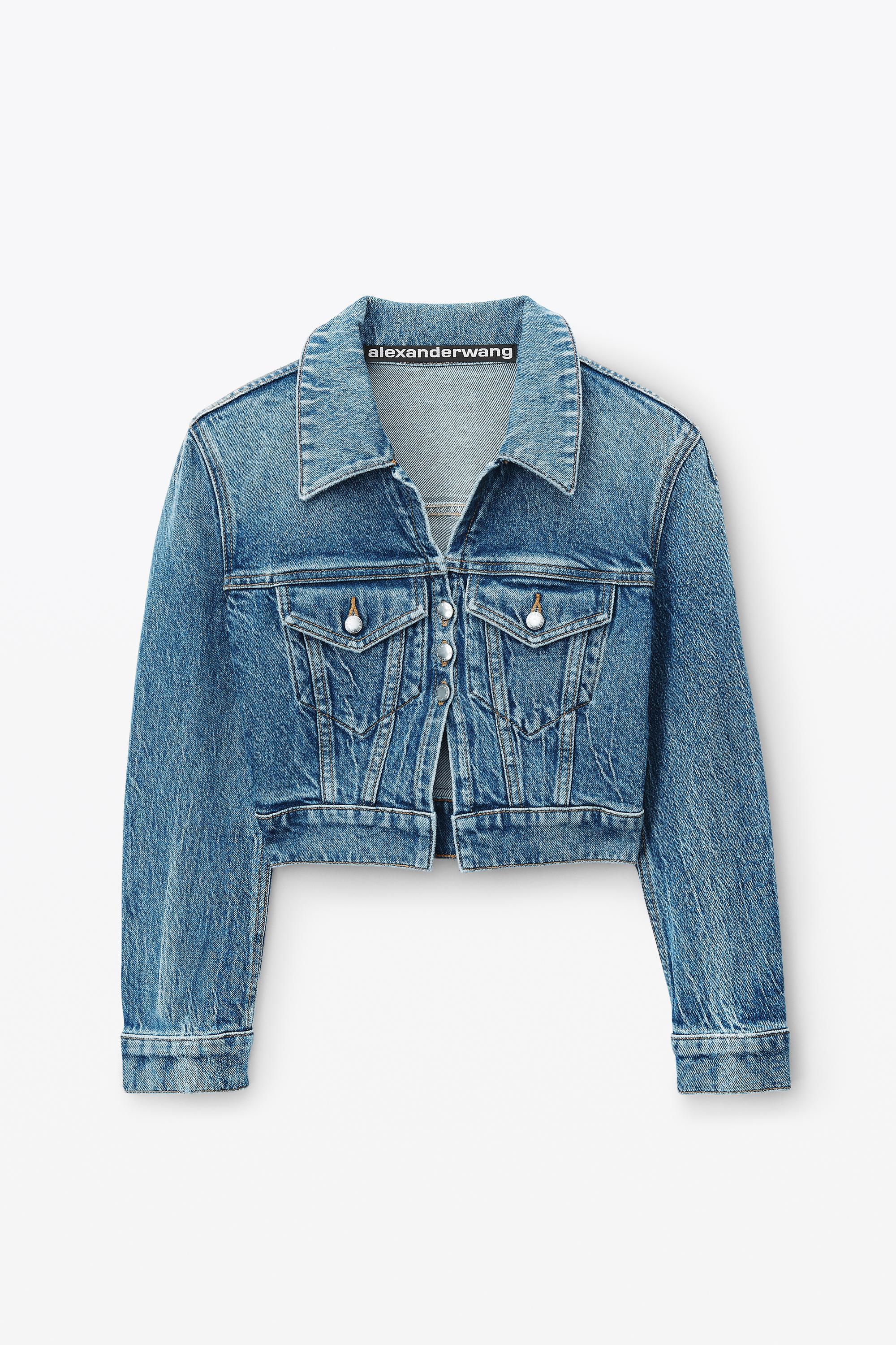 Shrunken Trucker Cardi In Denim Product Image