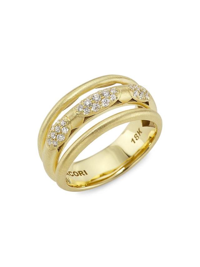 Womens Crescent Eclipse 18K Yellow Gold & 0.30 TCW Diamond 3-Row RIng Product Image