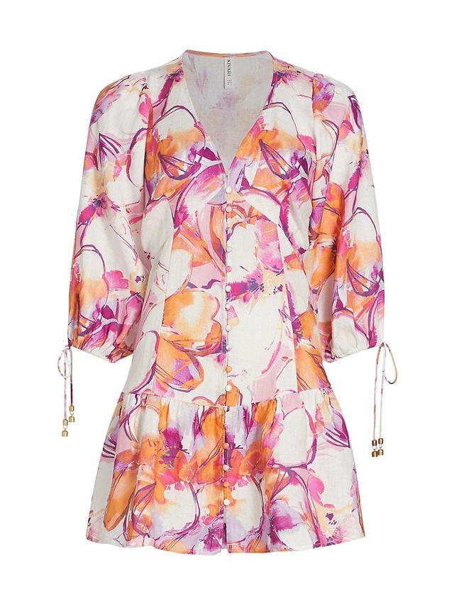 Womens Nadia Floral Linen Minidress Product Image