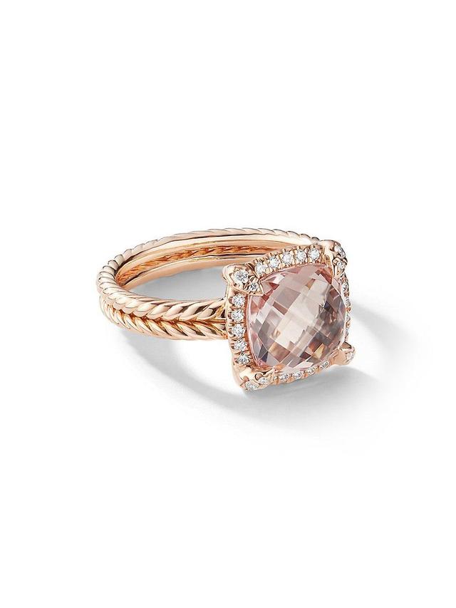 Womens Chatelaine Pav Bezel Ring in 18K Rose Gold with Morganite and Diamonds Product Image