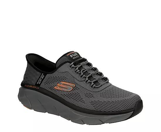 Skechers Hands Free Slip-ins Relaxed Fit DLux Walker 2.0 Rezinate Mens Shoes Grey Orange Product Image