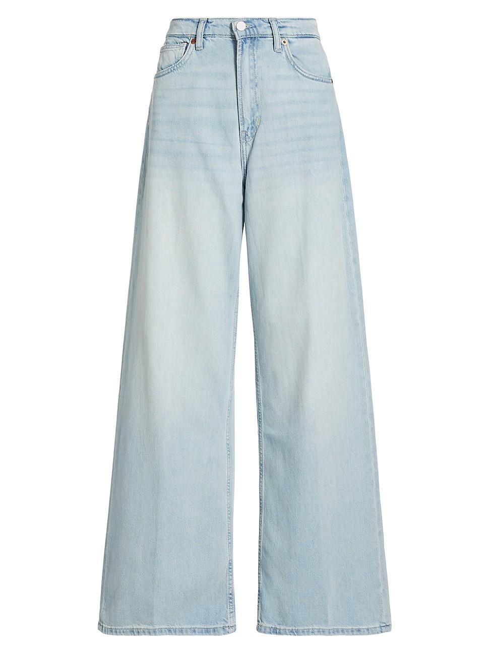 Womens Cary Washed-Denim Wide-Leg Jeans Product Image