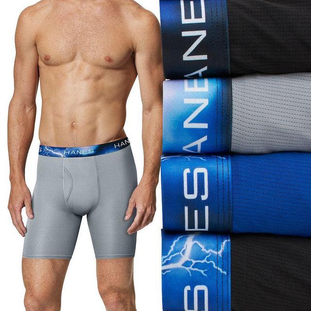 Mens Hanes Ultimate 4-pack X-Temp Air Mesh Longer-Leg Boxer Briefs Product Image