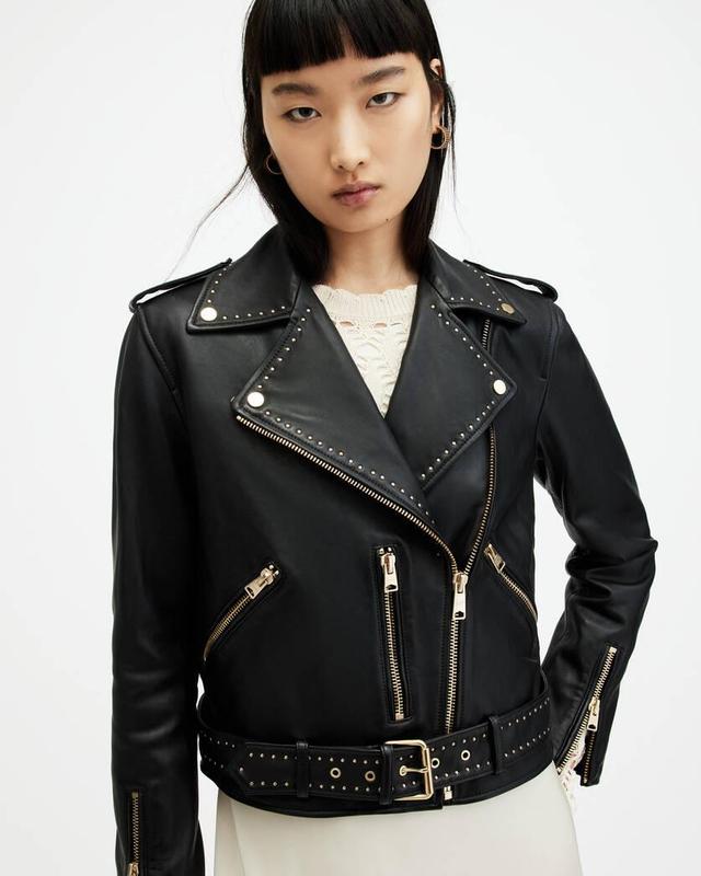 Balfern Studded Leather Biker Jacket Product Image