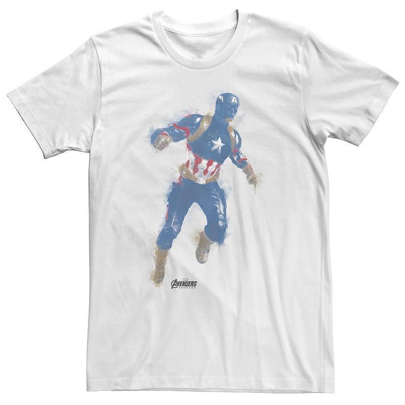 Big & Tall Marvel Avengers Endgame Captain America Graphic Tee, Mens Athletic Grey Product Image