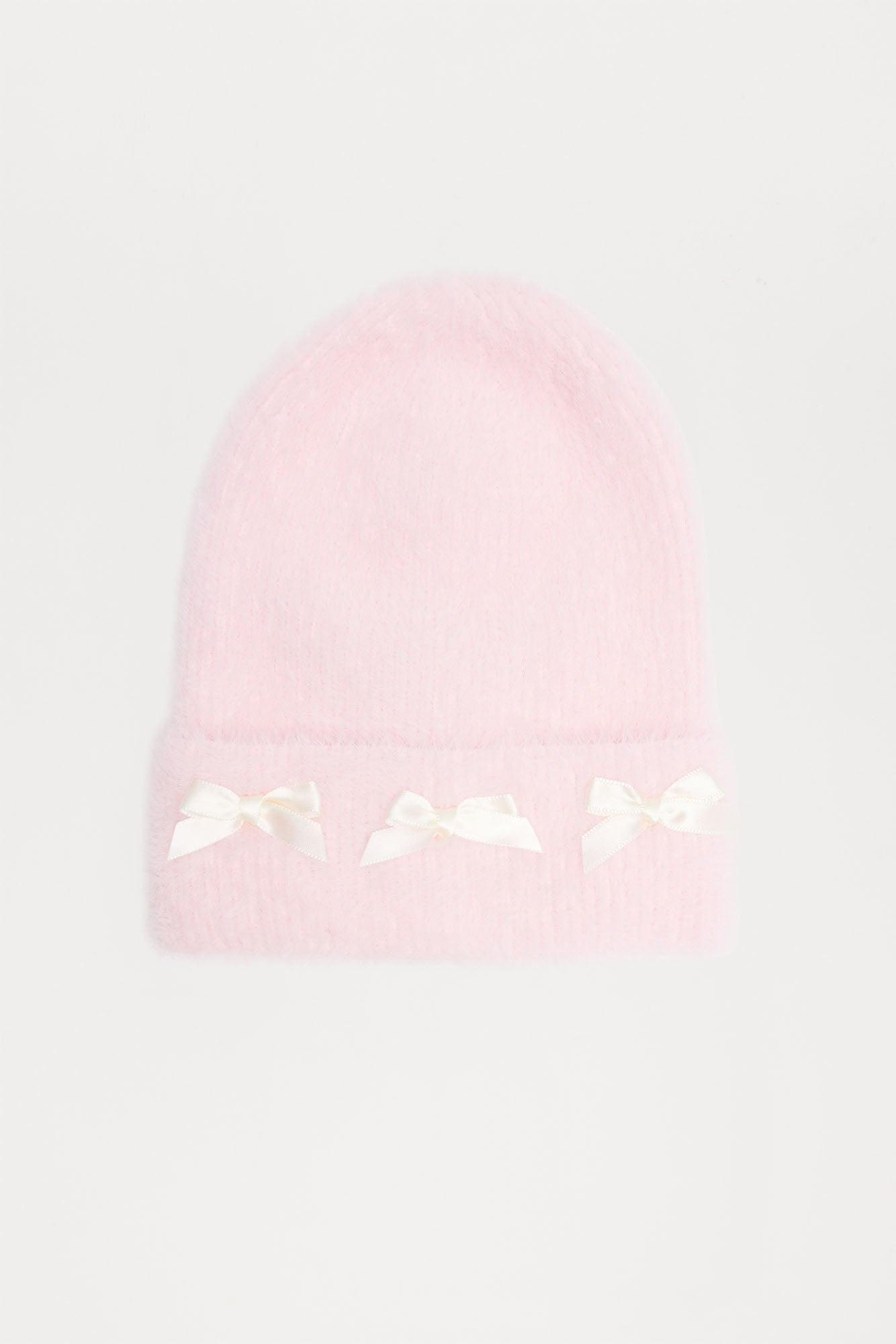 Annie Bow Beanie - Pink Product Image