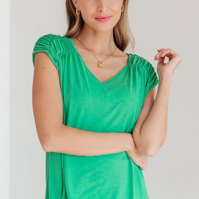 Ruched Cap Sleeve Top in Emerald Product Image