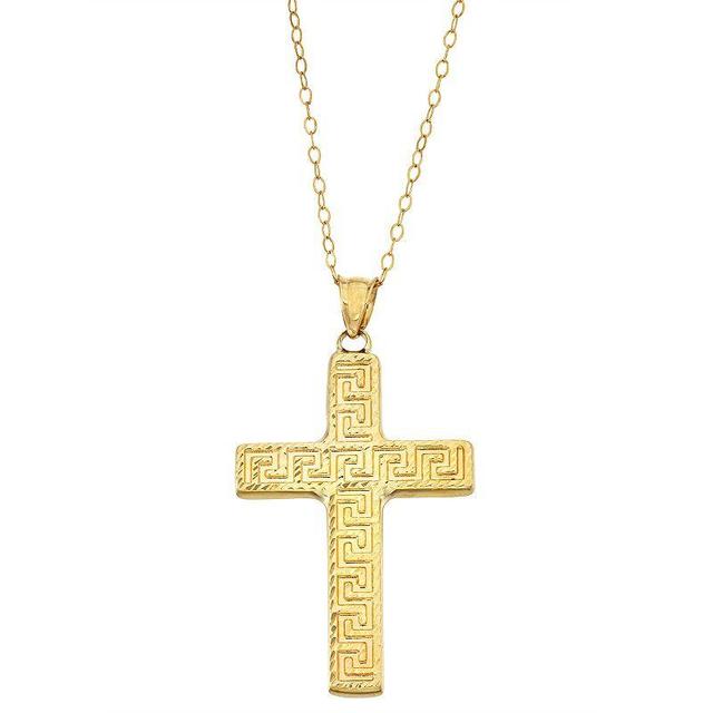 10k Gold Greek Key Cross Pendant, Womens Product Image