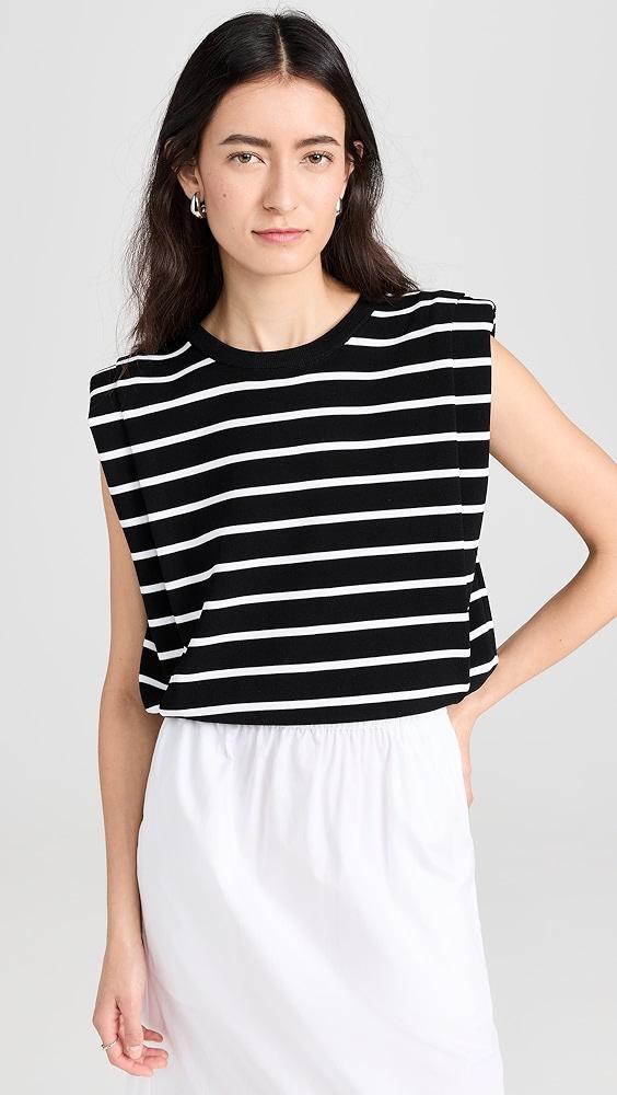 endless rose Stripe Sleeveless Pleated Knit Top | Shopbop Product Image