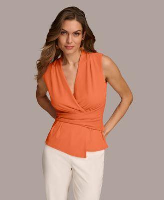 Women's V-Neck Wrap-Detail Sleeveless Top Product Image