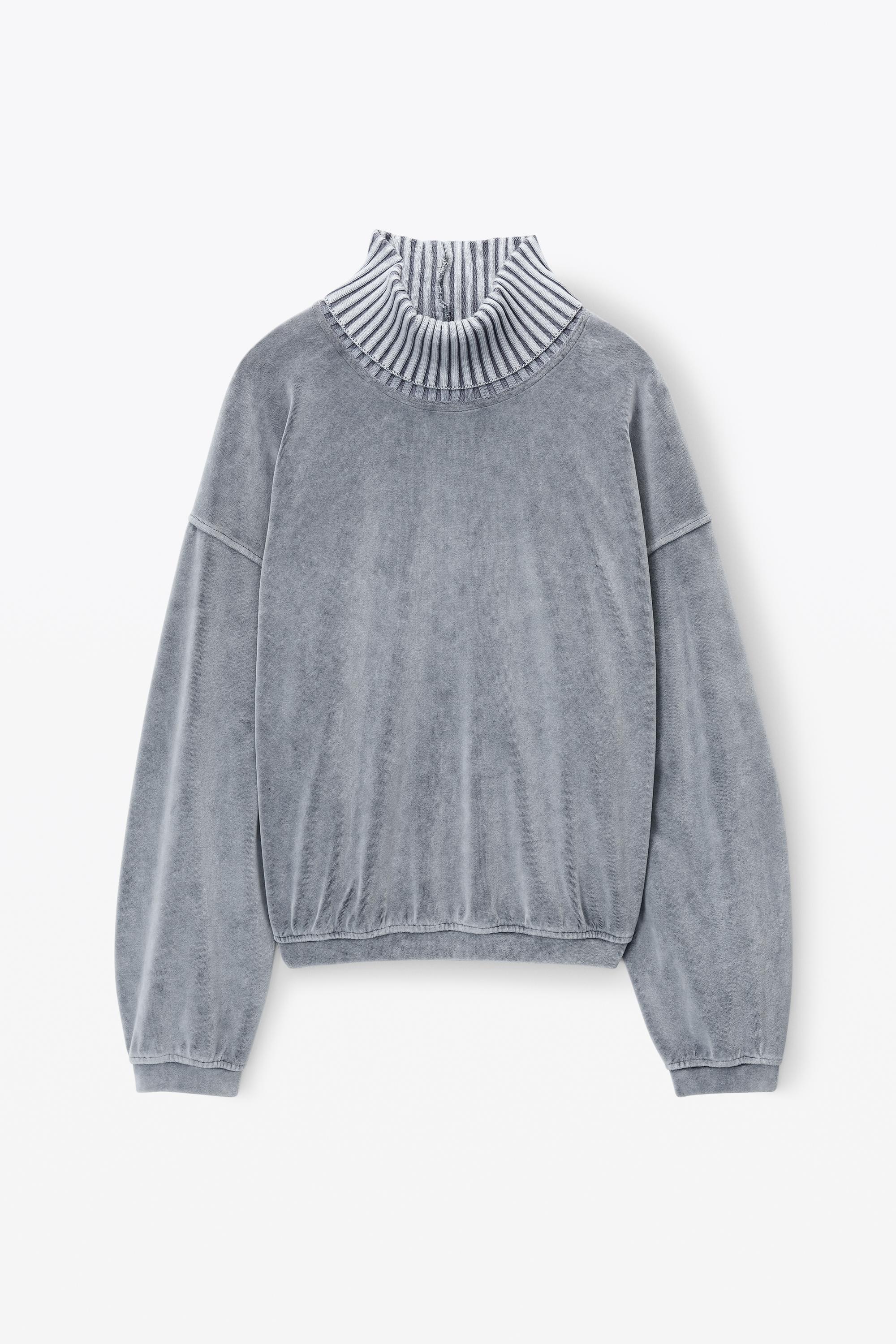 Rib Trim Turtleneck In Velour product image