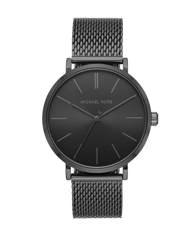 Michael Kors Mens Auden Three-Hand Gunmetal Stainless Steel Mesh Watch 42mm MK7152 - Black Product Image