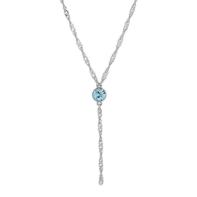 1928 Silver Tone Crystal Chain Y-Necklace, Womens, Blue Product Image