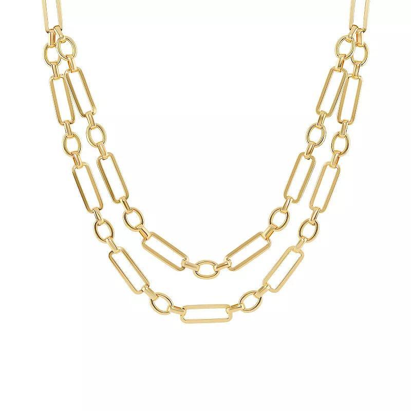 Emberly Gold Tone Polished Oval Link Double Layer Necklace, Womens, Yellow Gold Tone Product Image