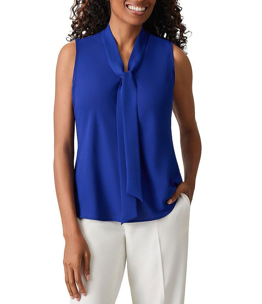 Kasper Sleeveless V-Neck Tie Front Sash Blouse Product Image