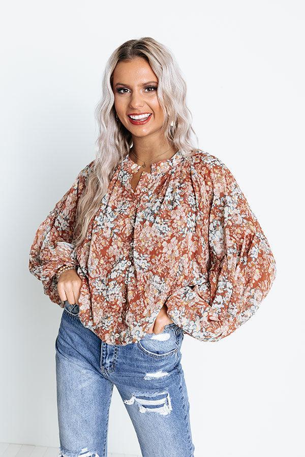 Never Stray Floral Top In Rust Product Image