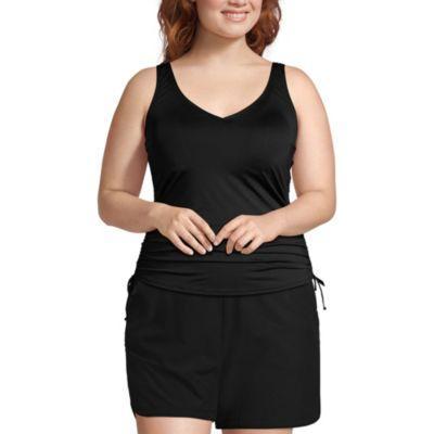 Plus Size Long Adjustable V-neck Underwire Tankini Swimsuit Top Product Image