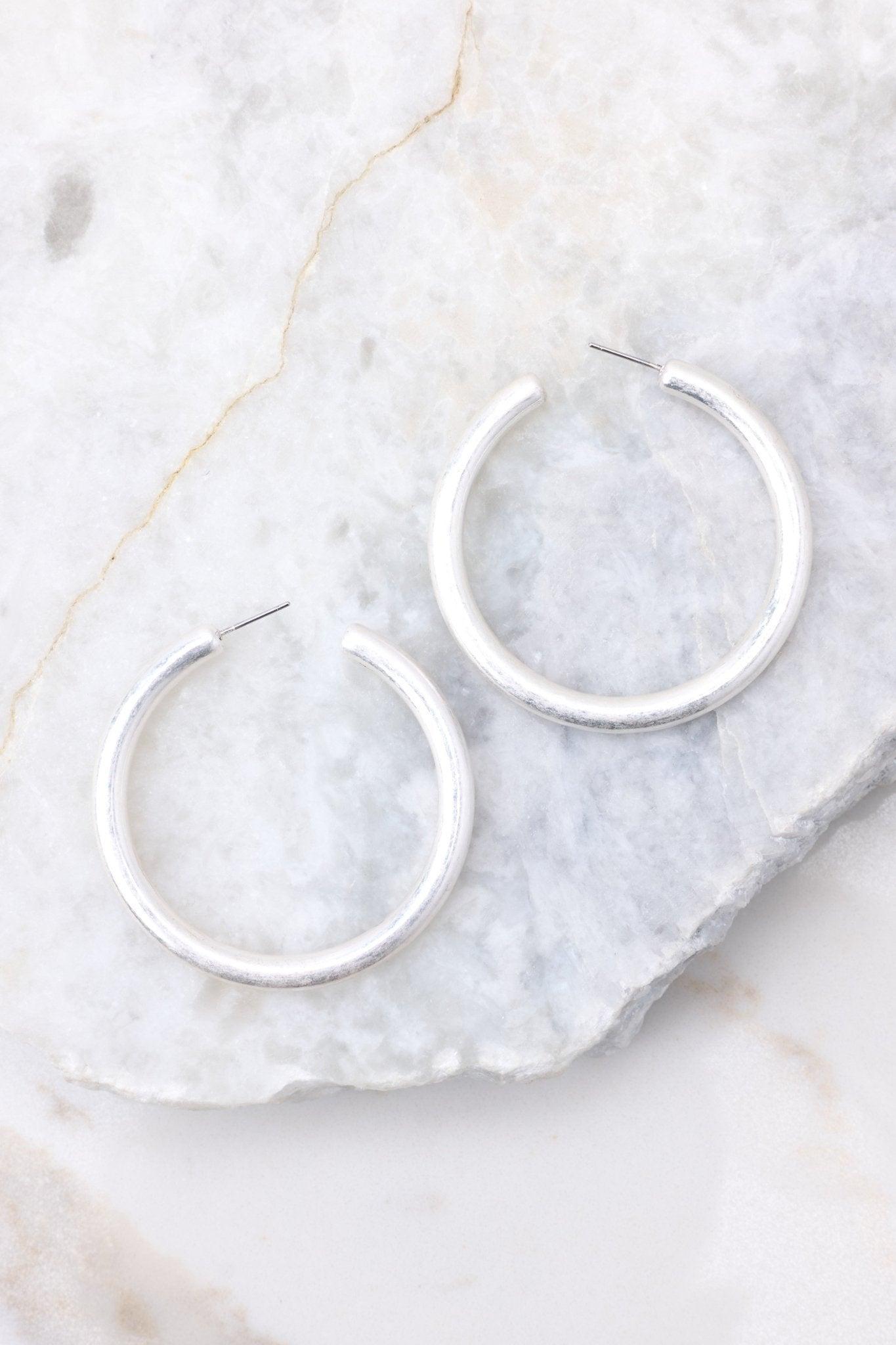 Get To It Worn Silver Hoop Earrings Product Image