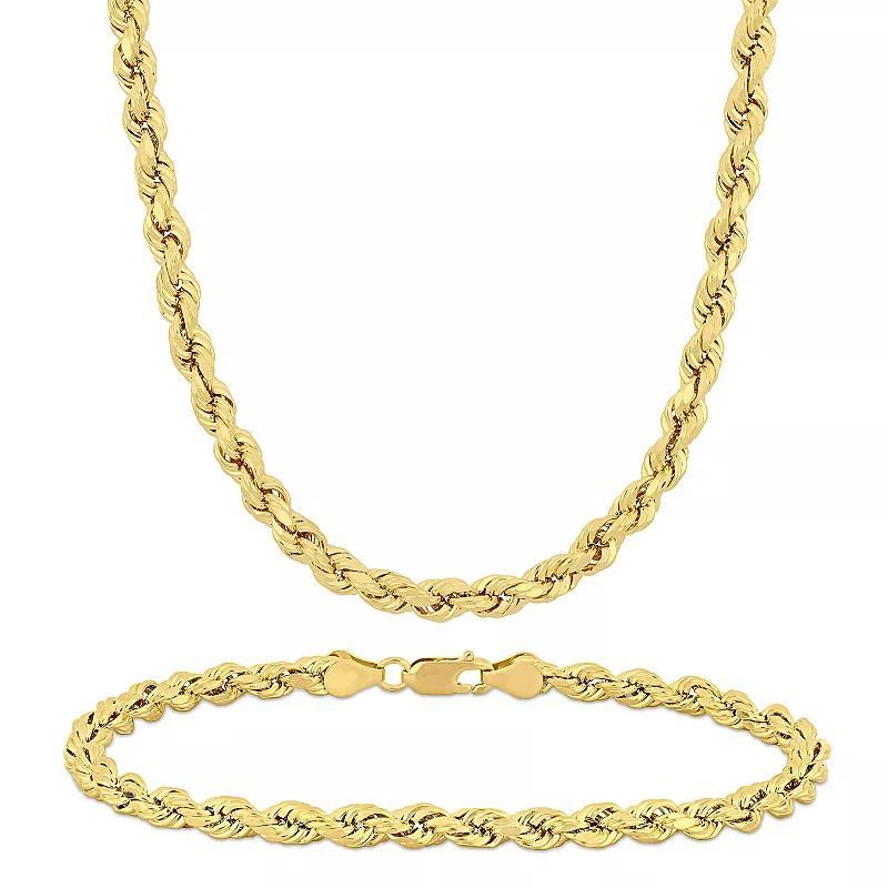 Stella Grace 10k Gold Mens Rope Chain Necklace & Bracelet Set Product Image