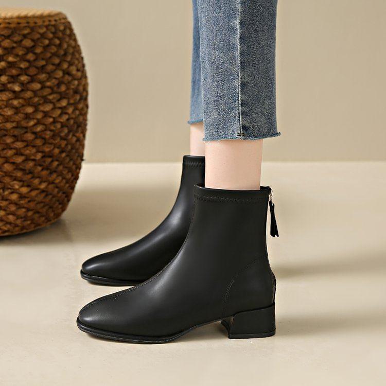 Block Heel Plain Zip Chelsea Boots product image