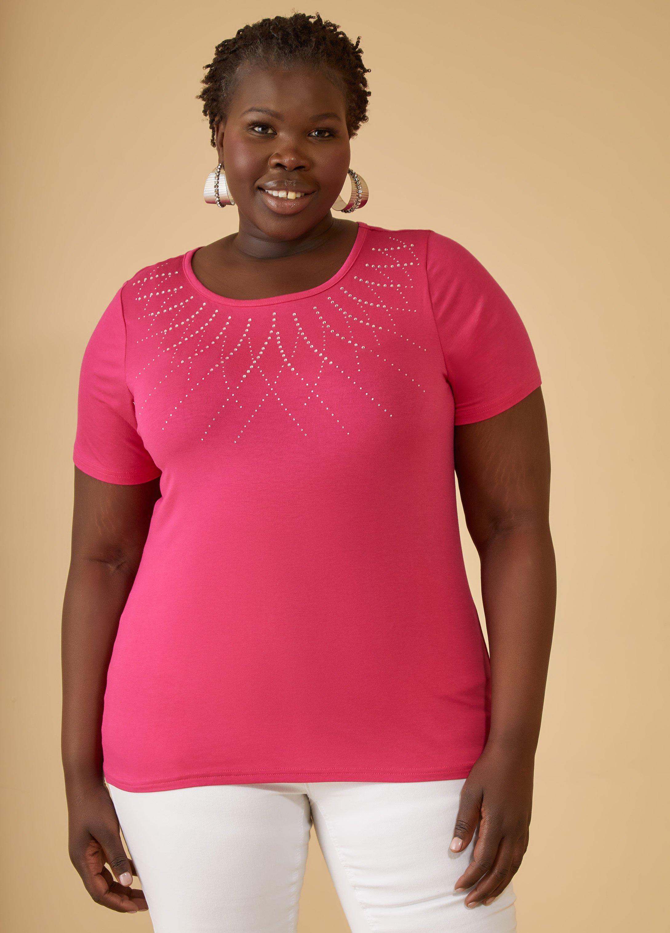 Plus Size Crystal Embellished Jersey Tee Ashley Stewart Product Image