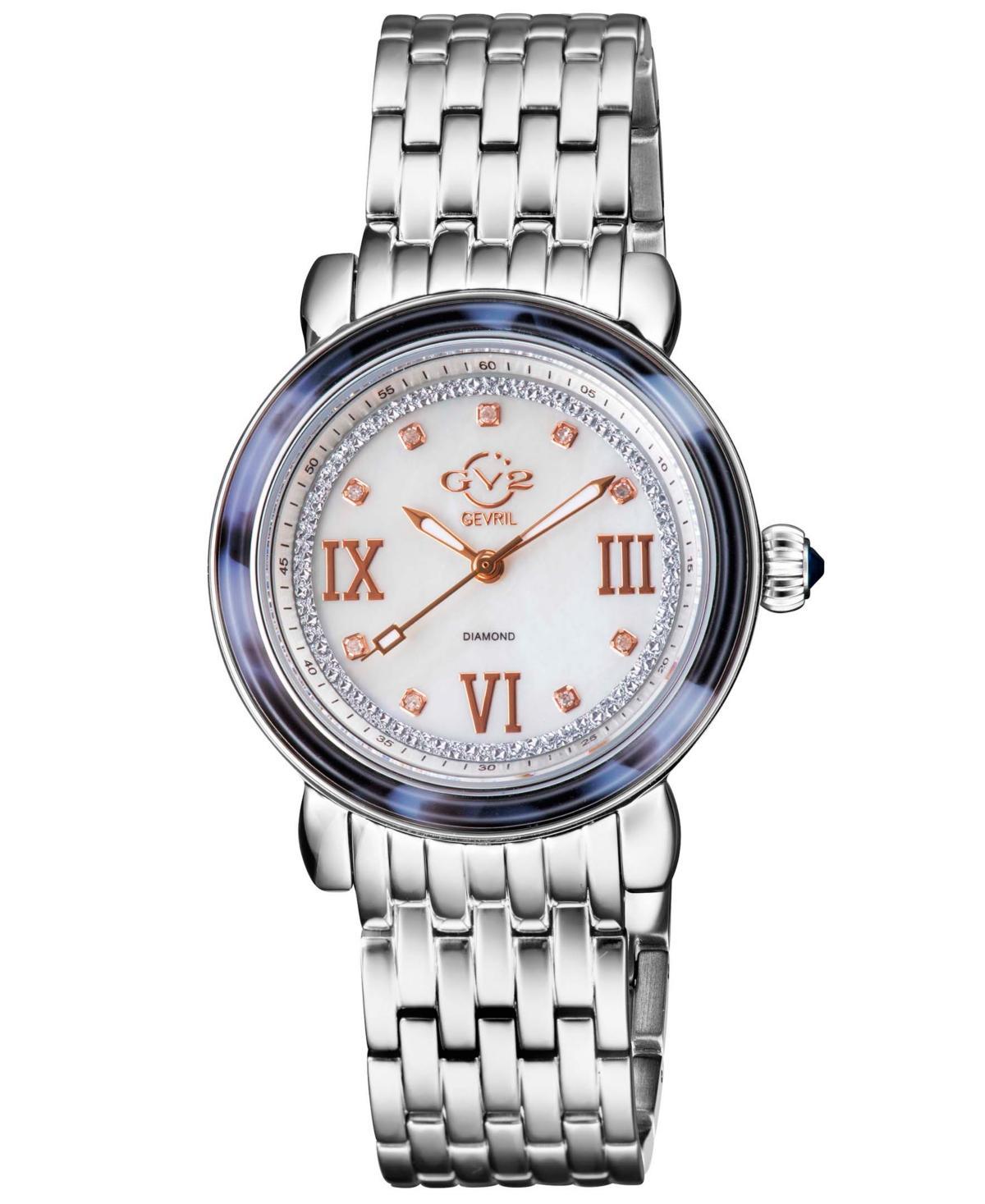 GV2 by Gevril Womens Marsala Tortoise Silver-Tone Stainless Steel Watch 36mm Product Image