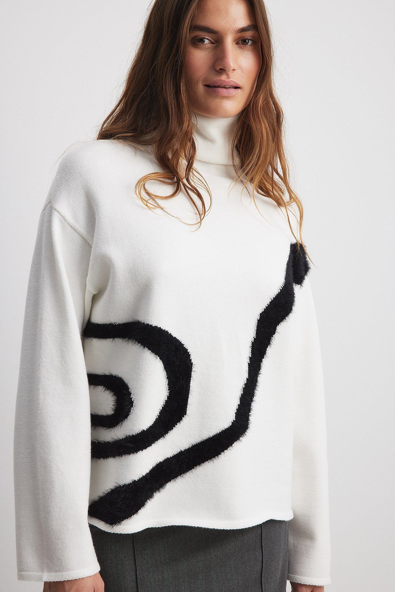 High Neck Knitted Contrast Detail Sweater Product Image