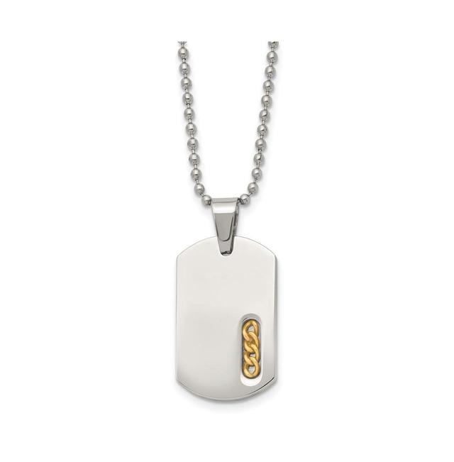 Chisel Polished Yellow Ip-plated Dog Tag on a Ball Chain Necklace Product Image