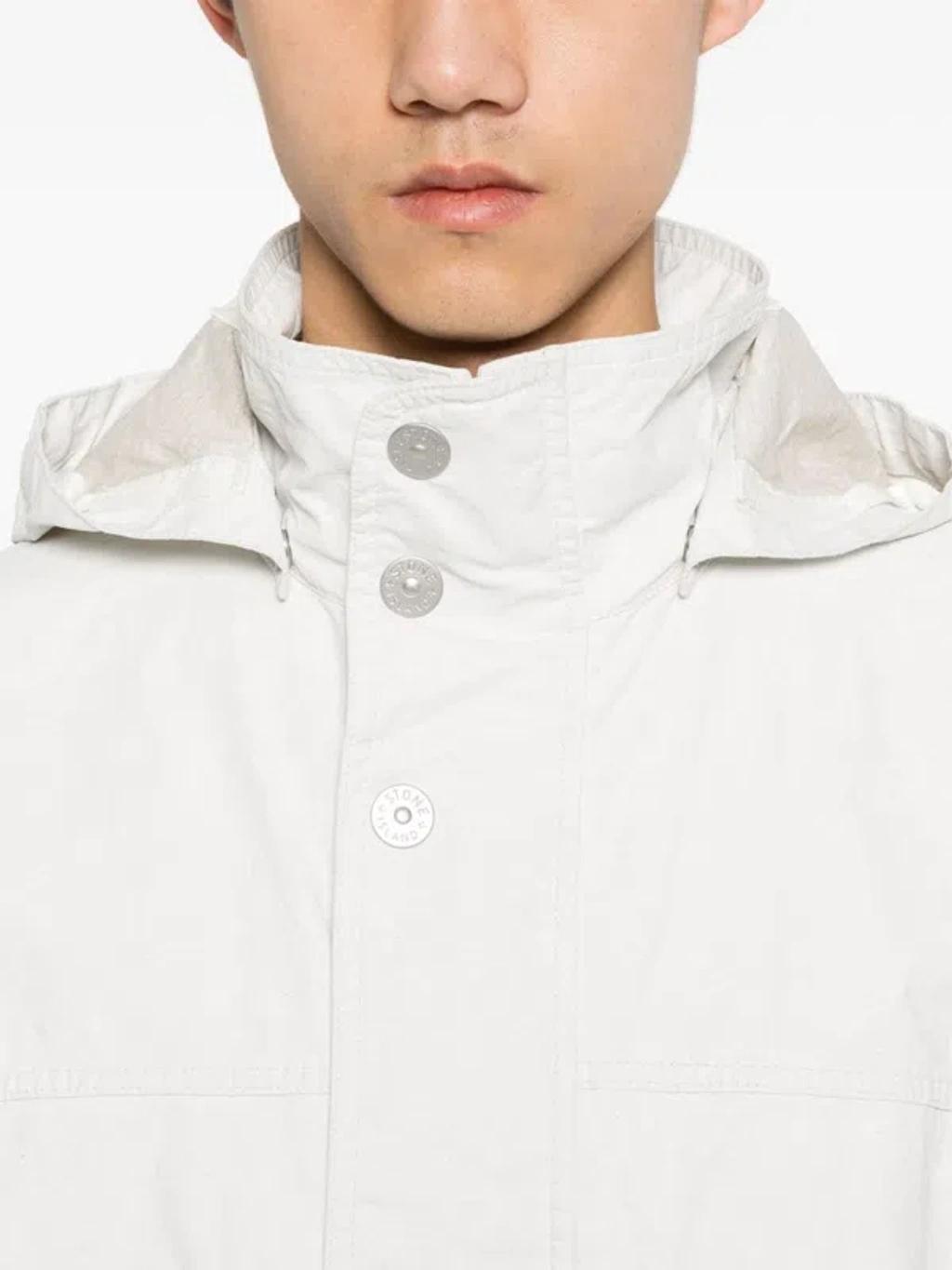 STONE ISLAND Marina Linen Blouson Jacket In White Product Image