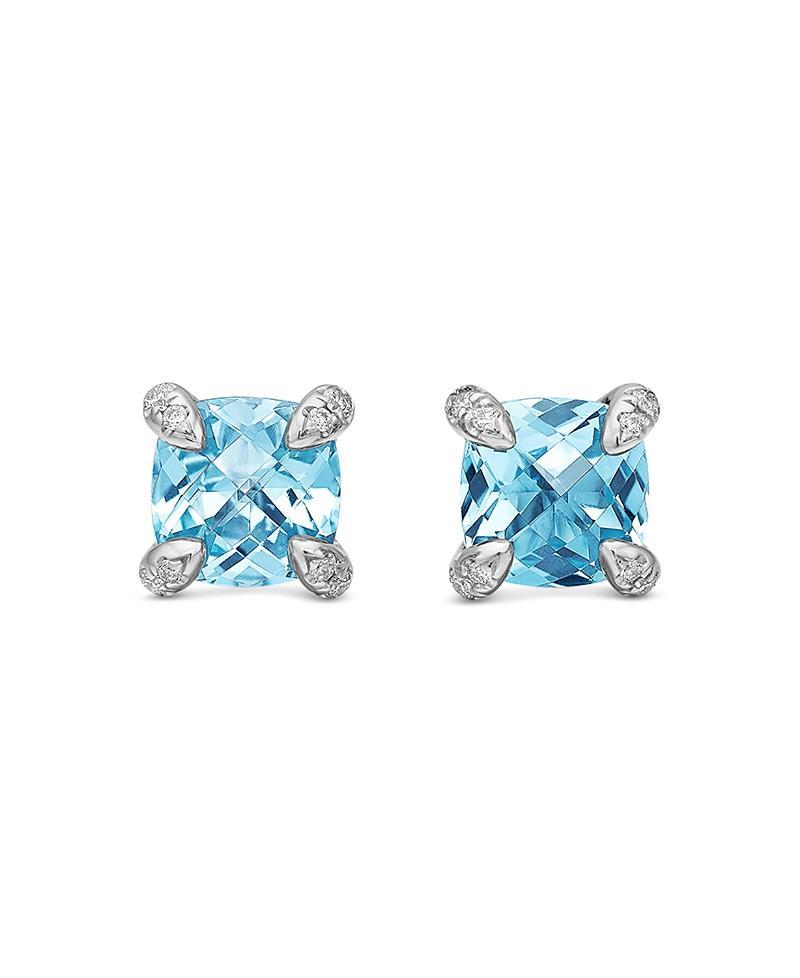 Womens Chtelaine Stud Earrings with Gemstone & Diamonds/9mm Product Image