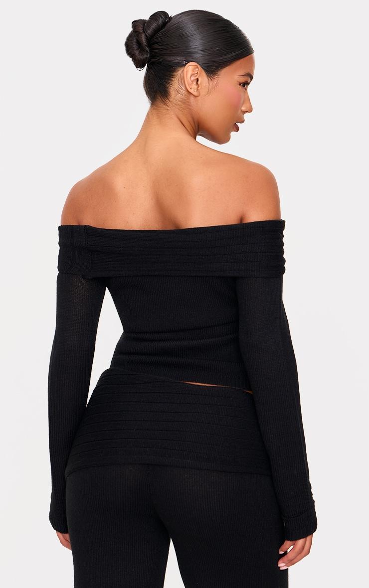 Black Knitted Asymmetric Foldover Top Product Image