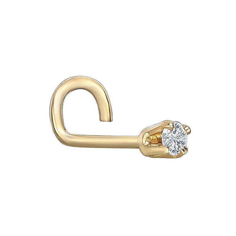 Lila Moon 14k Gold 1.7 mm Diamond Accent Curved Nose Stud, Womens Product Image