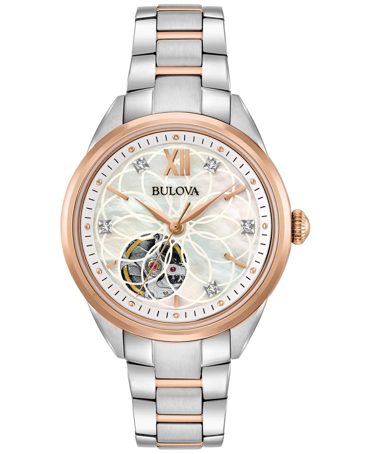 Bulova Womens Sutton Classic Quartz Analog Stainless Steel And Rose Gold Accent Bracelet Watch Product Image