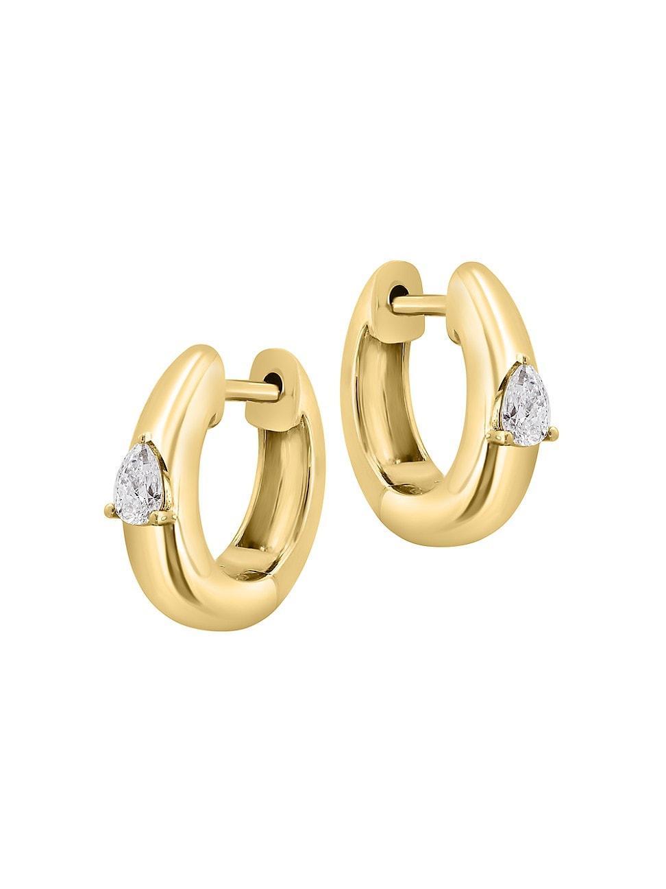 Womens 14K Yellow Gold & 0.15 TCW Diamond Huggie Hoop Earrings Product Image