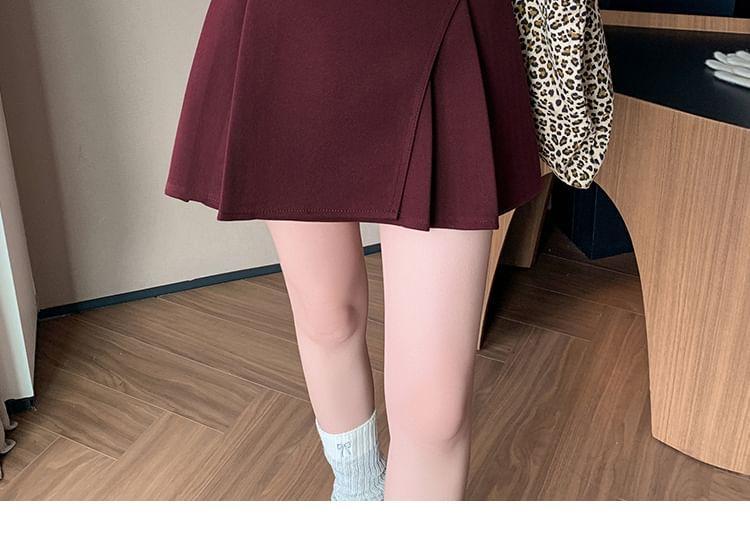 High Rise Pleated Panel Mini A-Line Skirt Product Image