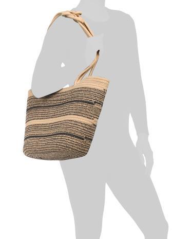 Cotton Woven Tote With Knot Handle Shoulder Straps for Women Product Image