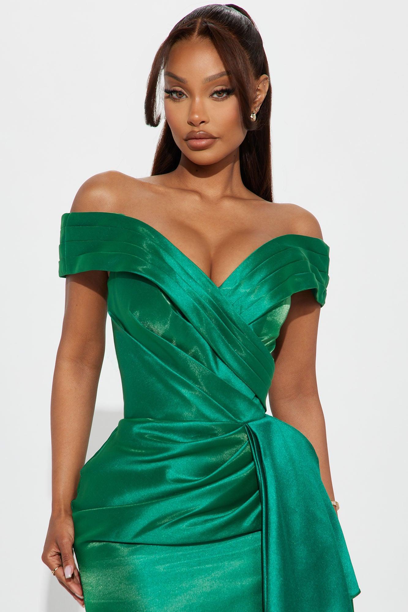 Leah Off Shoulder Gown - Green Product Image