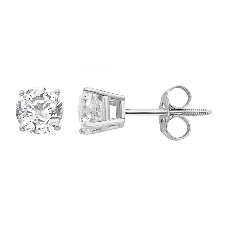 Yours and Mined 14k White Gold 1 Carat T.W. Diamond Stud Earrings, Womens, 14k Gold Product Image