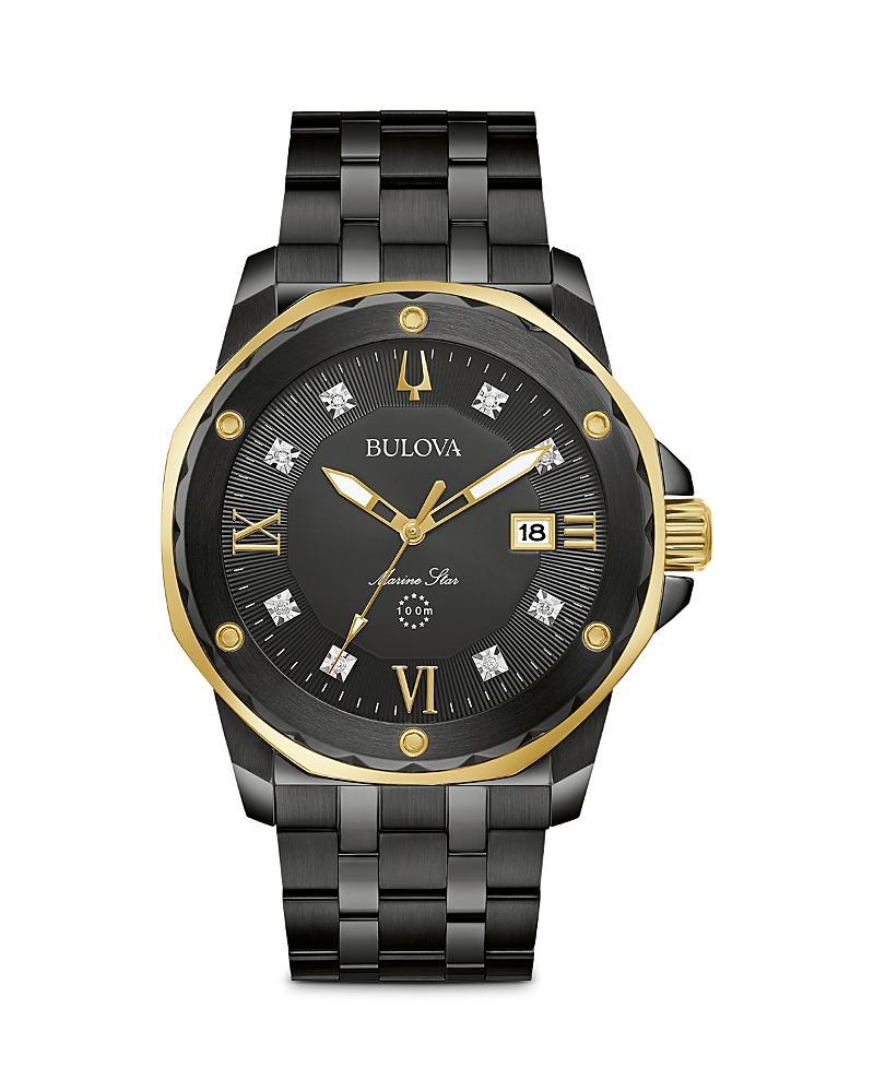 Bulova Mens Marine Star Diamond Accent Two-Tone Stainless Steel Bracelet Watch 44mm Product Image