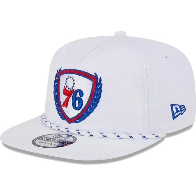 Mens New Era White Philadelphia 76ers The Golfer Crest Snapback Hat Product Image