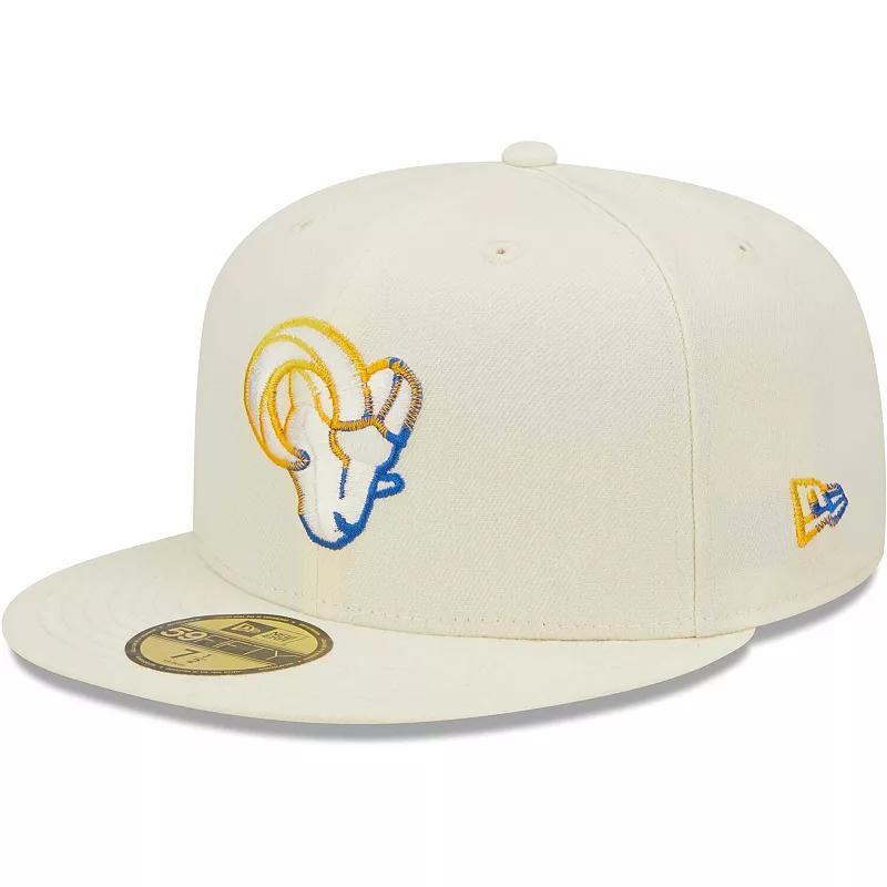 Mens New Era Cream Los Angeles Rams Chrome Dim 59FIFTY Fitted Hat Product Image