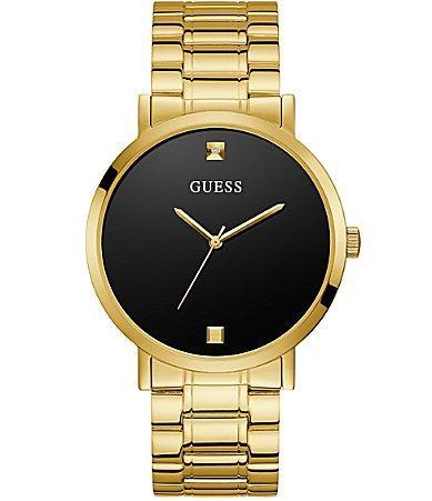 Guess Mens Gold-Tone and Black Diamond Analog Watch Product Image