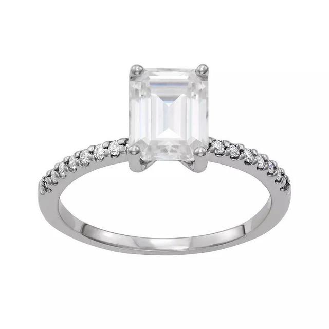 Charles & Colvard 14k White Gold 2 3/4 Carat T.W. Lab Created Moissanite Emerald Cut Engagement Ring, Womens Product Image