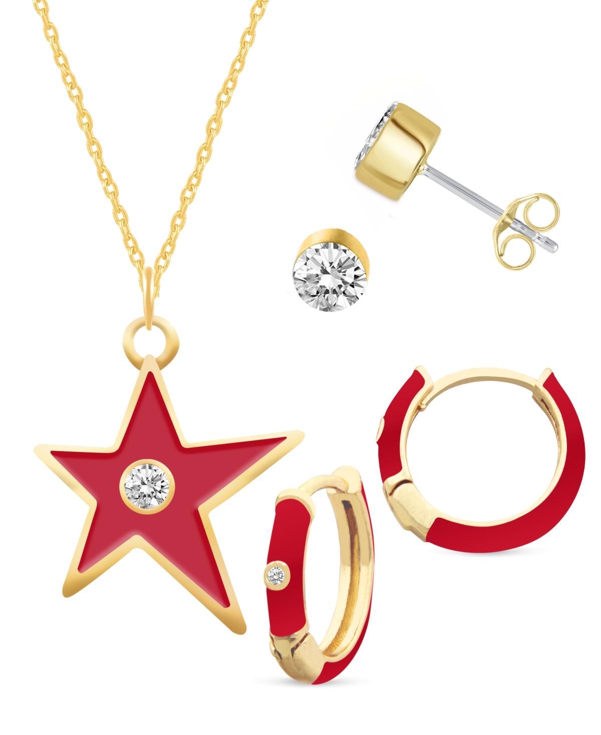 Crystal Enamel Necklace and Earring Set, 3-Piece Product Image