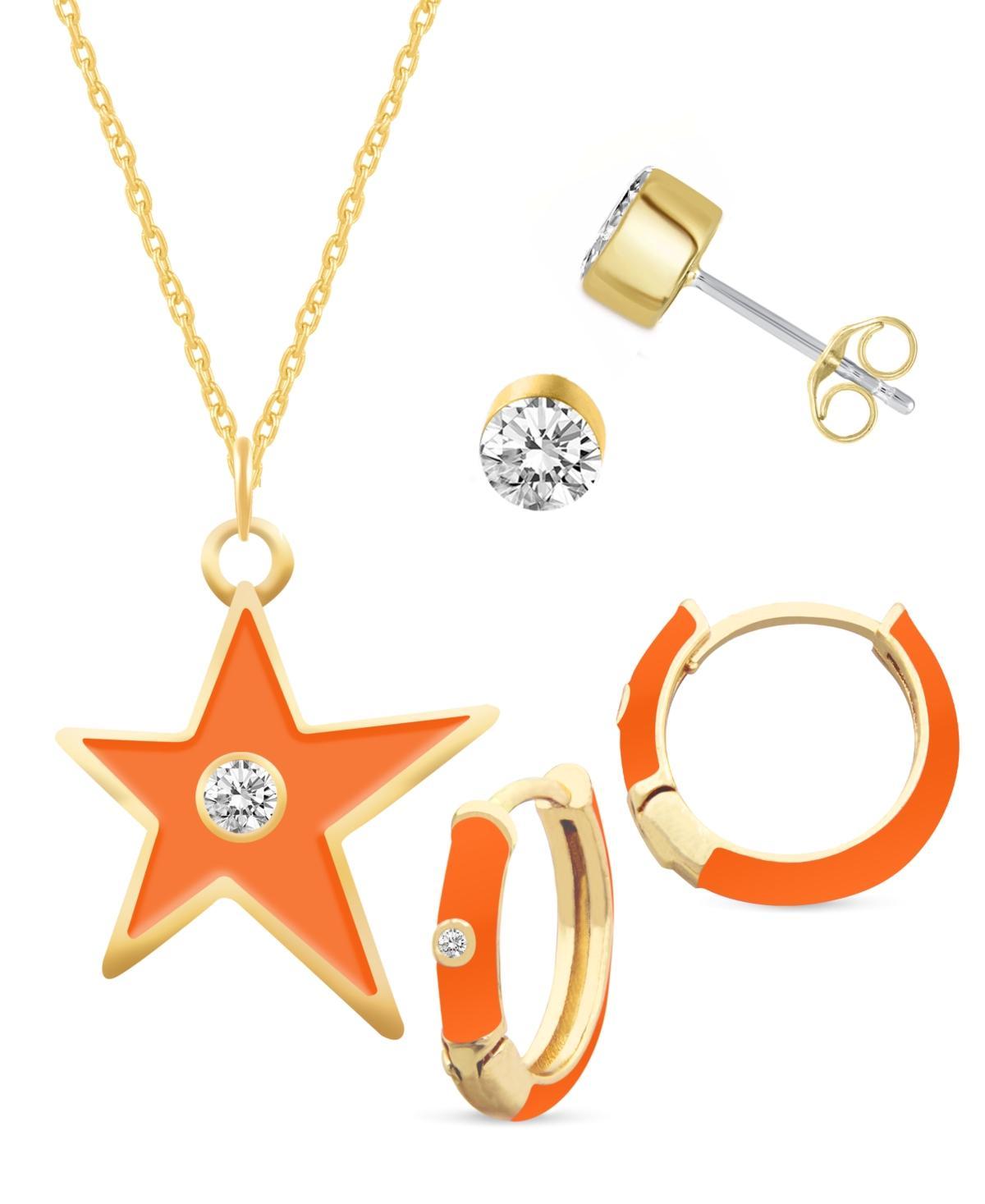 Crystal Enamel Necklace and Earring Set, 3-Piece Product Image