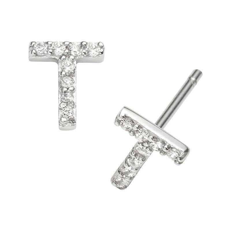 Sophie Miller Sterling Silver Cubic Zirconia Initial Stud Earrings, Womens Product Image