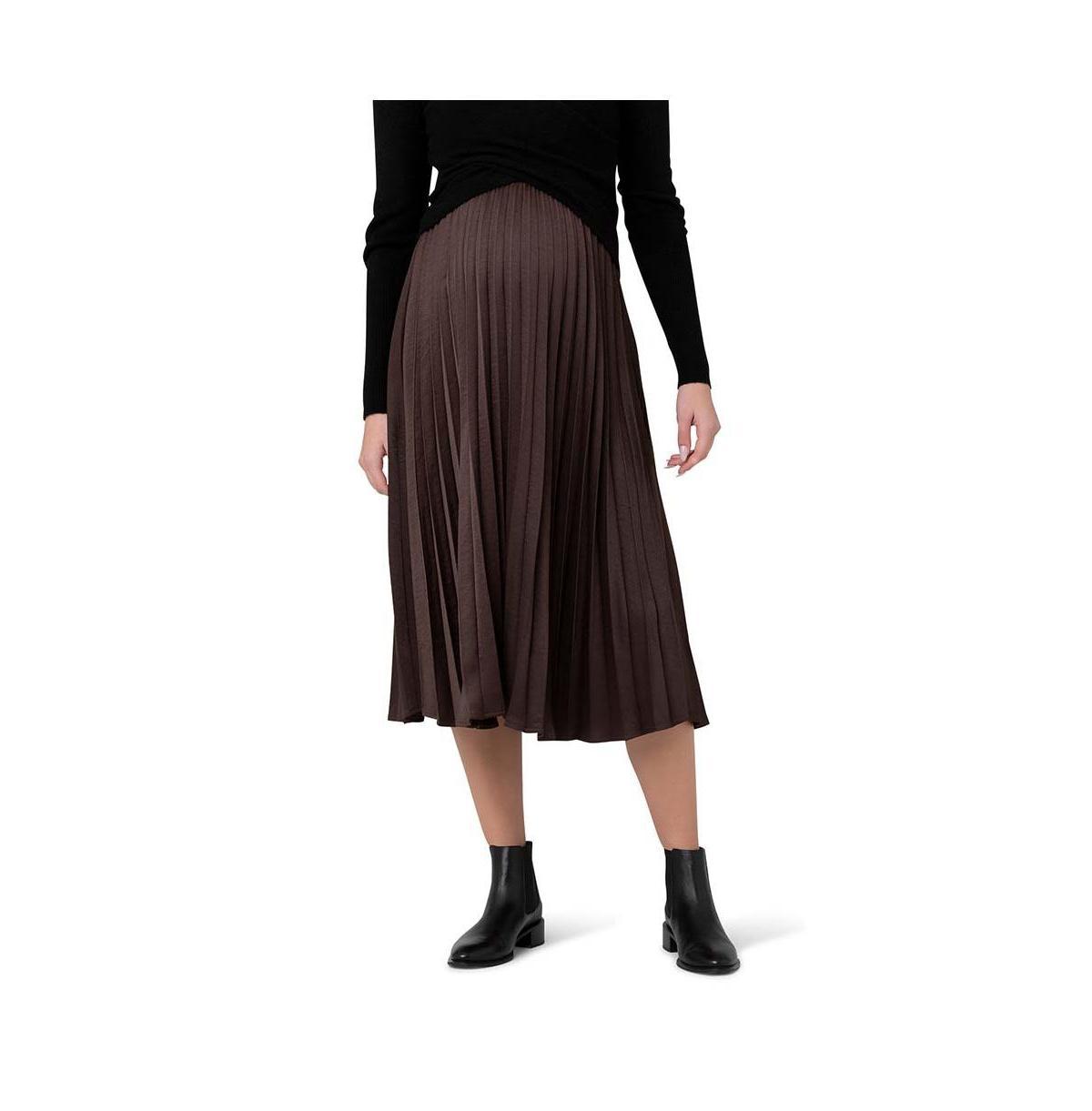 Ripe Maternity Pleated Satin Maternity Midi Skirt Product Image