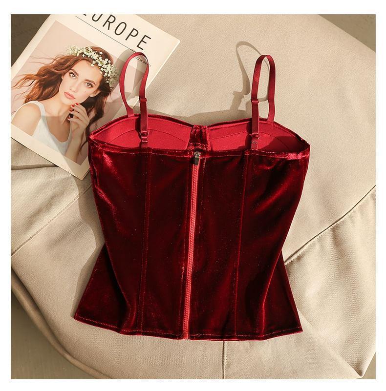 Velvet Plain Bustier Top Product Image