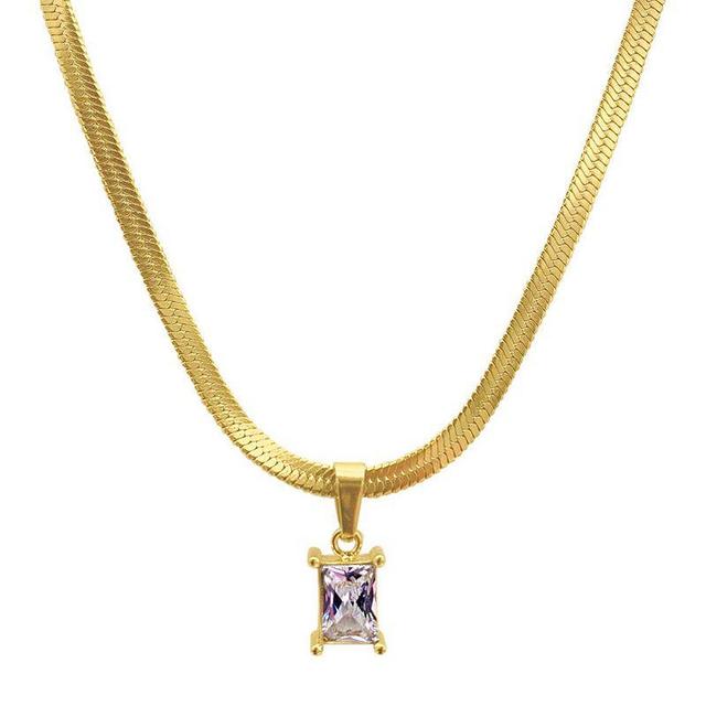 Adornia Crystal Pendant with Herringbone Chain Necklace, Womens Gold Tone Product Image