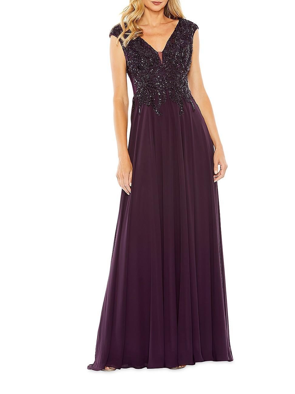 Mac Duggal Sequin Empire Waist Pleated Gown Product Image